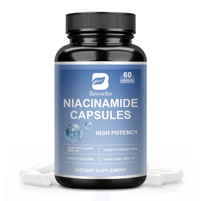 Beworths Nicotinamide Resveratrol 500mg Mitochondrial Energy Anti-aging NAD Vitamin B3 Niacin Capsules Antioxidant For Adults