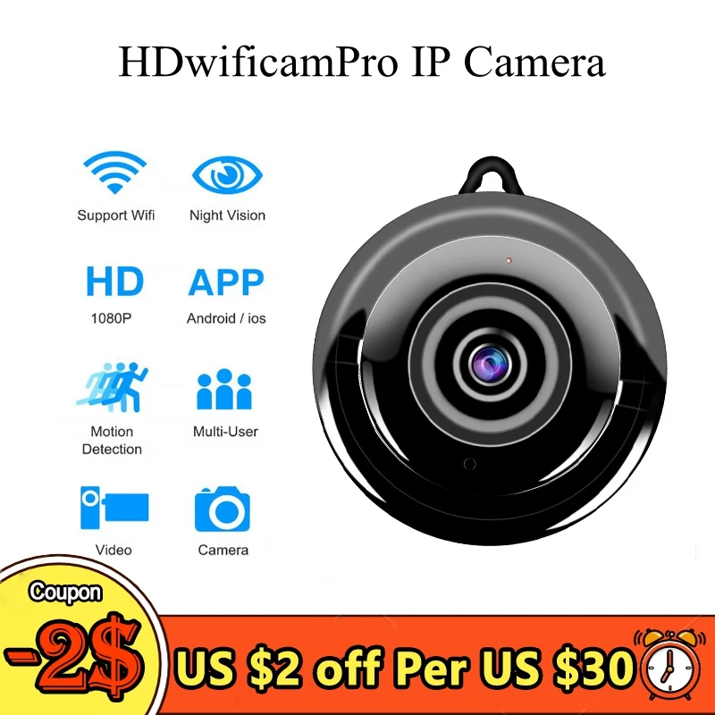 Cámara IP Mini HD 1080P para seguridad del hogar, inalámbrica, pequeña, CCTV, visión nocturna infrarroja, detección de movimiento, ranura para