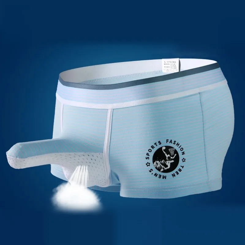 Erkek baksır şort eşcinsel iç çamaşırı seksi külot düşük bel nefes Penis kılıfı katı külot pamuk pijama erkek külot