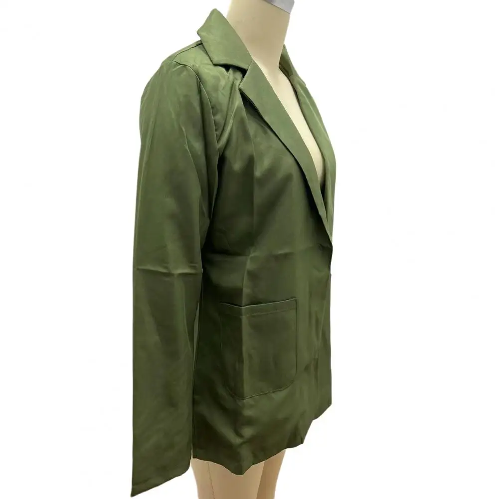 Spring Autumn Women Fashion Blazer Top Lapel Collar Open Stitch Suit Top New Lady Solid Slim Casual Coat With Pockets Outerwear