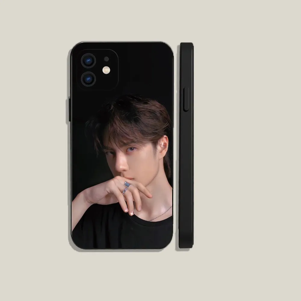 Schauspieler W-Wang YiBo Handyhülle für iPhone16,15,14,13,12,11,Plus,Pro Max,XS,X,XR,SE,Mini,8,7 Weiche Silikon-Schutzhülle in Schwarz