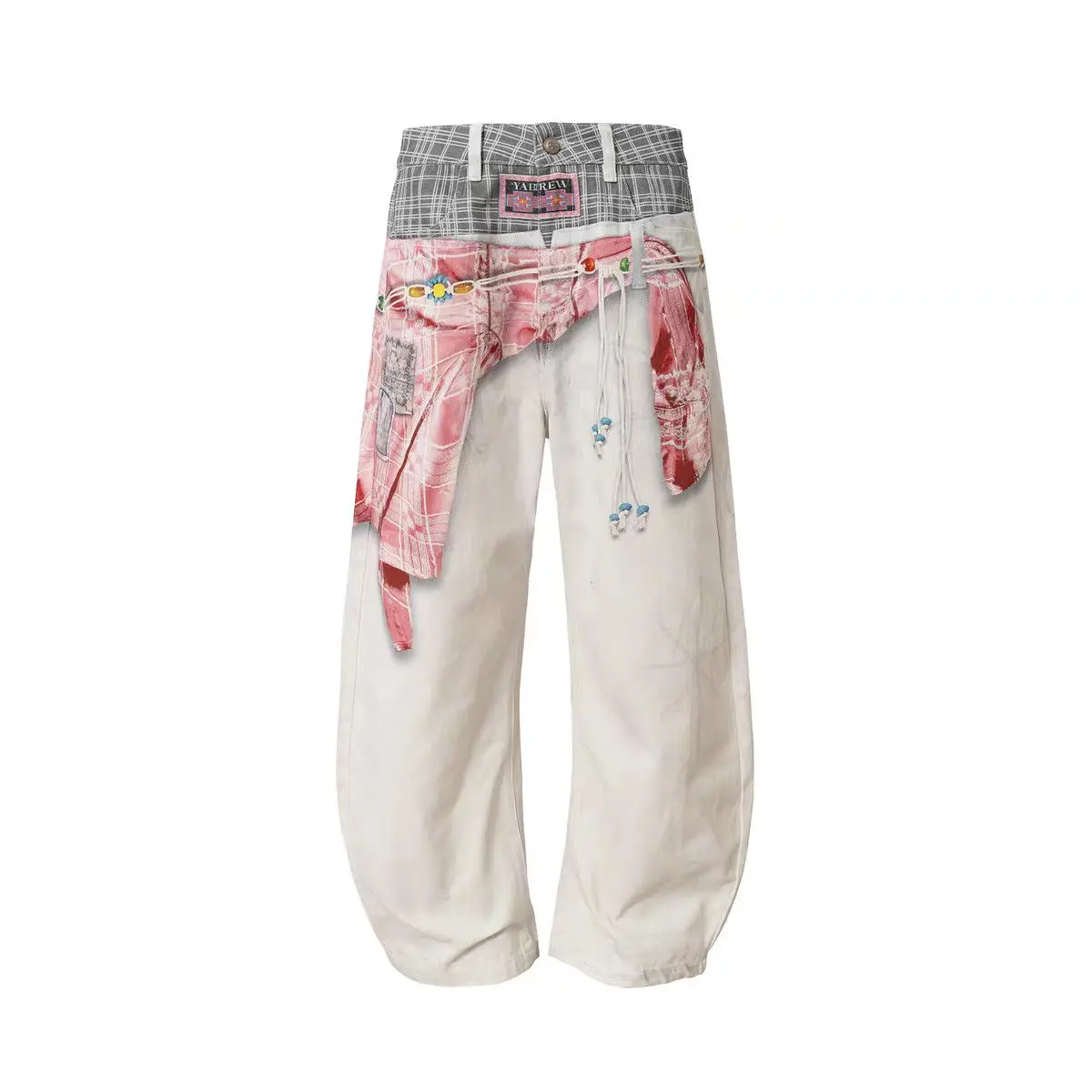 Men's Fashionable Printed Patterns Casual Pants Boys Summer Bottom Wide Legs Sweatpants Male High Waist Unisex Baggy Trousers