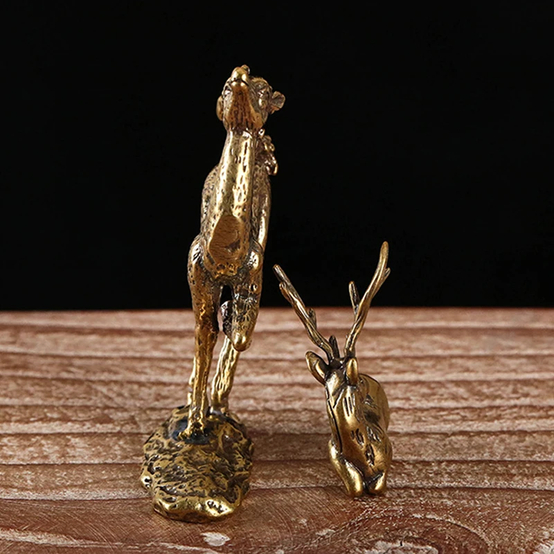 1pc Retro Messing Elch Miniatur Figur Mini Hirsch Statue Home Desktop Ornament Dekore Festival Dekoration Zubehör