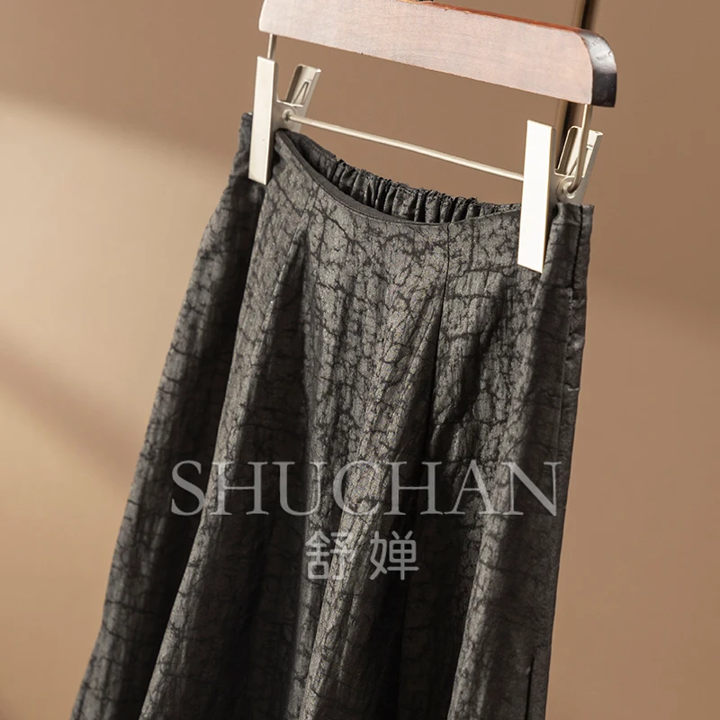 D spring home, low-key luxury, new Chinese heavy silk ancient turtle crack fragrant cloud yarn A-shaped skirt women 59C5