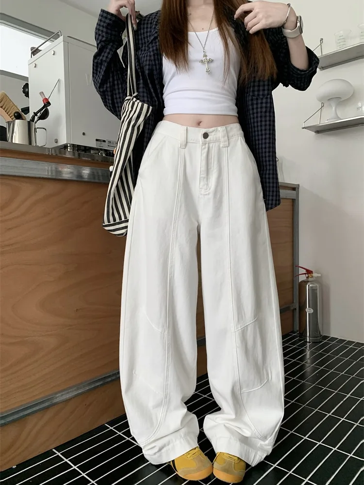 

High Waist Straight Leg Workwear Jeans Women's Spring Drapey Slimming Wide Leg Floor-Length Pants Casual Commute Style