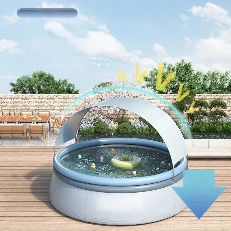 Piscina redonda grande para toda la familia, piscina inflable para niños con parasol, jardín infantil, juguetes acuáticos de verano