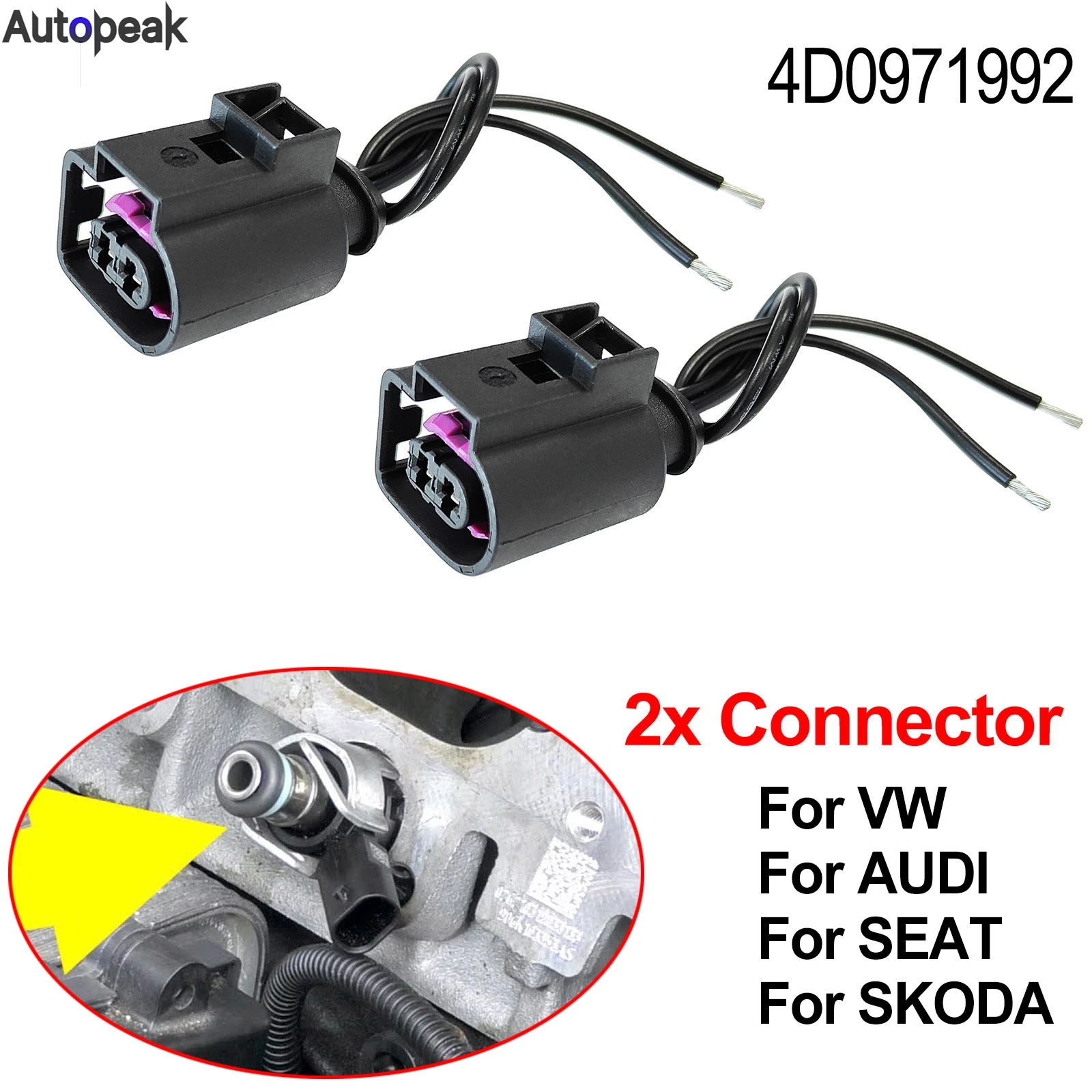 2Pcs For AUDI VW SKODA SEAT 2PIN Alternator Connector Female Fuel Injectors Plug Repair Loom socket Wiring Harness 4D0971992A