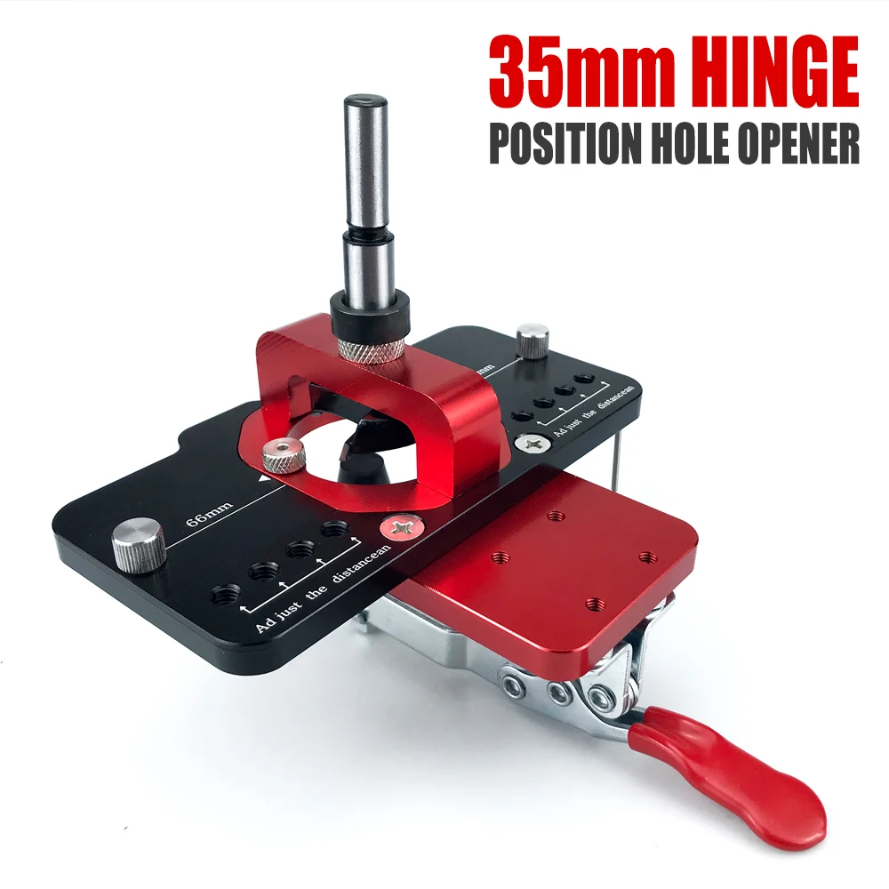 35MM Aluminum Alloy Hinge Boring Hole Drill Guide Hinge Jig with Clamp For Woodworking Cabinet Door Installation Woodwork Tools