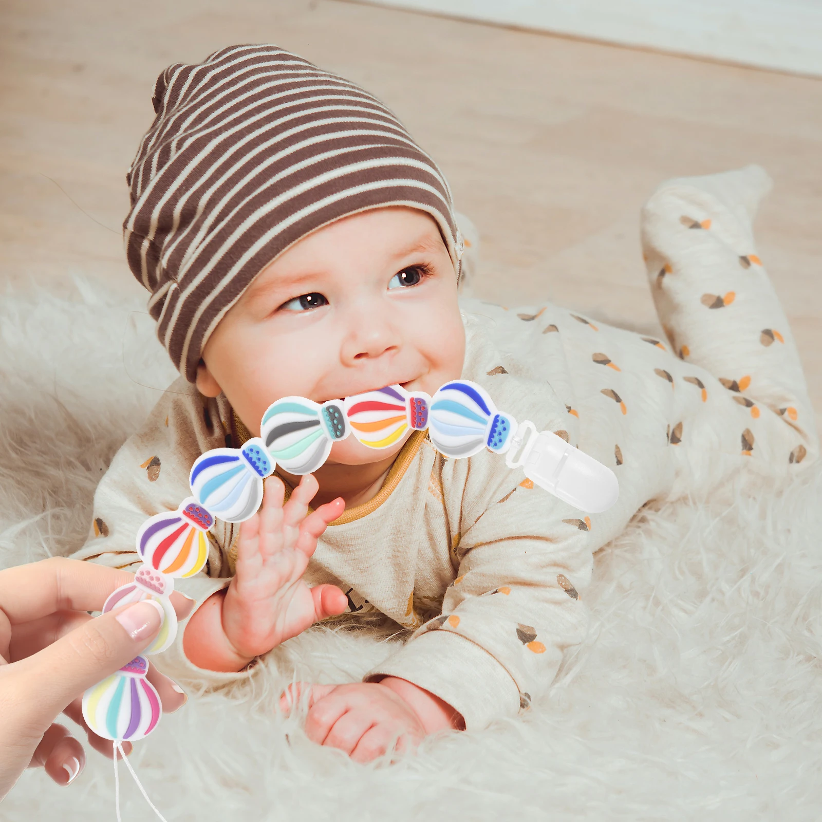 

20 Pcs Hot Air Balloon Beads Mini Silicone for Crafts Diy Garland Charm Loose Keychain Making