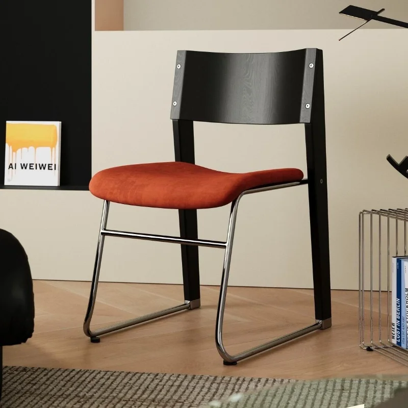 Comfortable Mid‑Century Modern Dining Chair, Luxury Soft Velvet Iron Frame Vintage Accent Side Chair for Home Dining Room Office