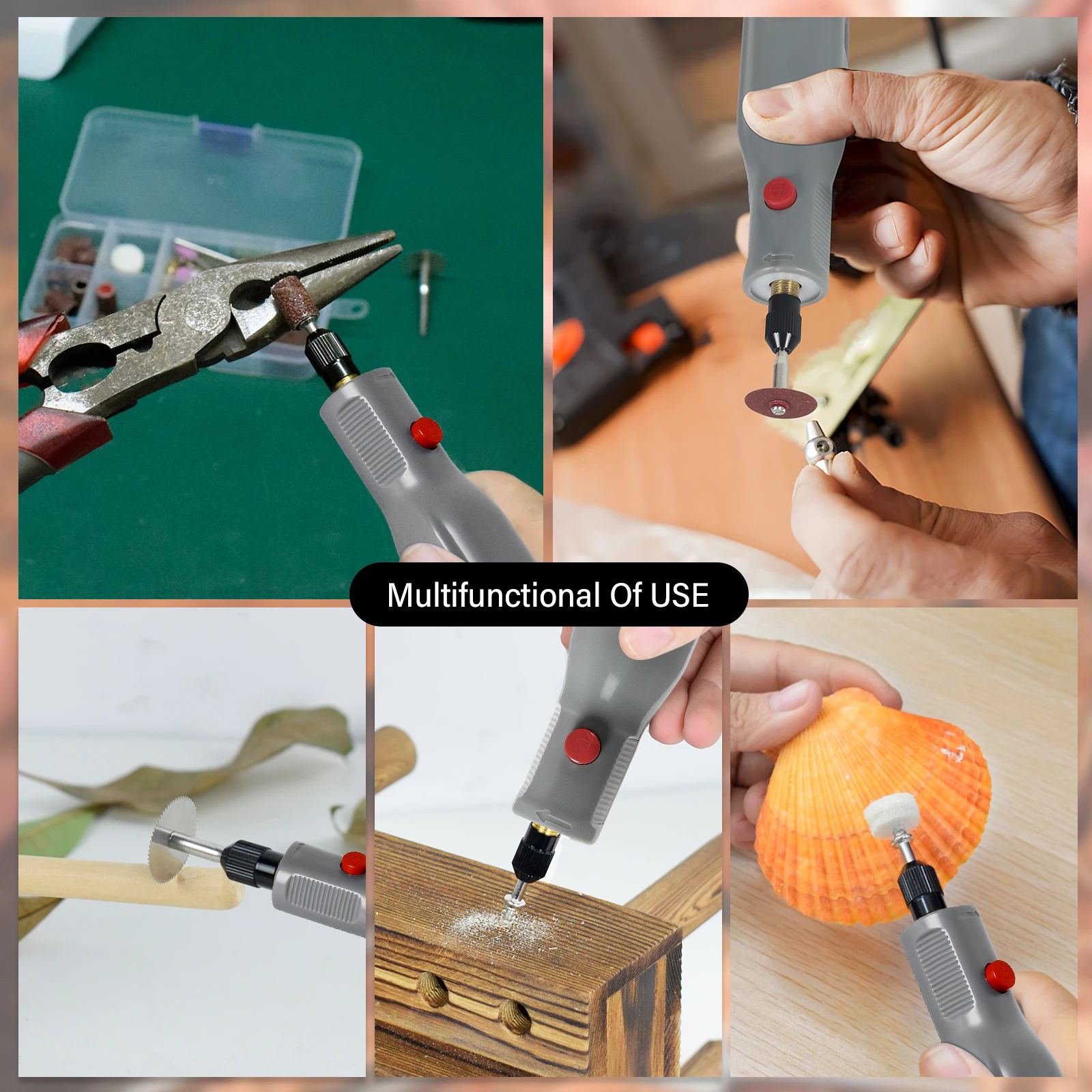Mini Cordless Rotary Tool Kit 5-Speed USB Rechargeable Engraving & Sanding Tool with 113 Accessories for Polishing, DIY Projects
