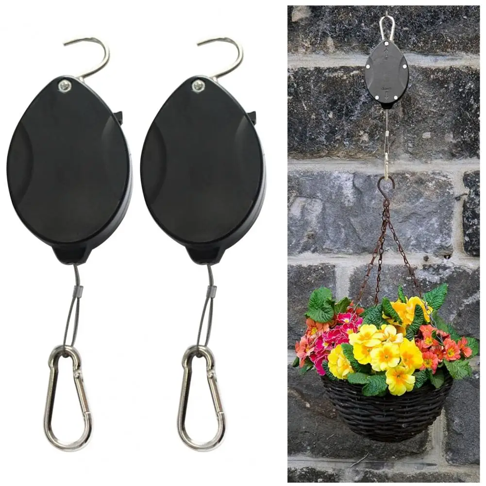 Telescopic Plant Hook Retractable Plant Hangers Telescopic Hooks Pulleys for Hanging Plants Garden Patio Balcony Porch Gardening