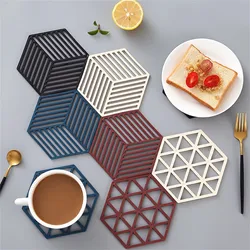 8 Pcs Silicone Trivet Mat And Hot Pads Hexagon Heat Resistant Multifuntion Kitchen Tool Counter Mat Silicone Placemat Pot Holder