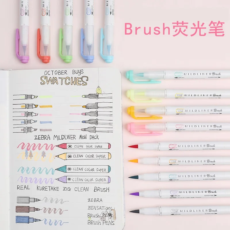 Japan Zebra 25 Color 1Pc WFT8 Mild Liner Brush Pen Creative Limit Double-headed Marker Pen School Supplies Stationery