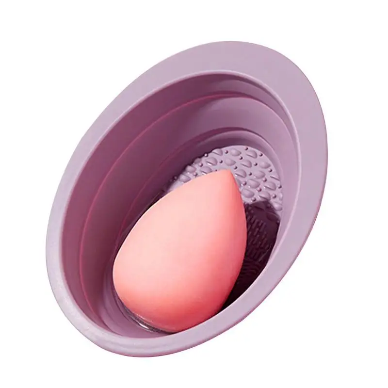 Silicone Foldable Makeup Brush Cleaner Pad Beauty Egg Bowl Cosmetic Eyeshadow Brush Cleaner Colorful Scrubber Box Makeup Tools