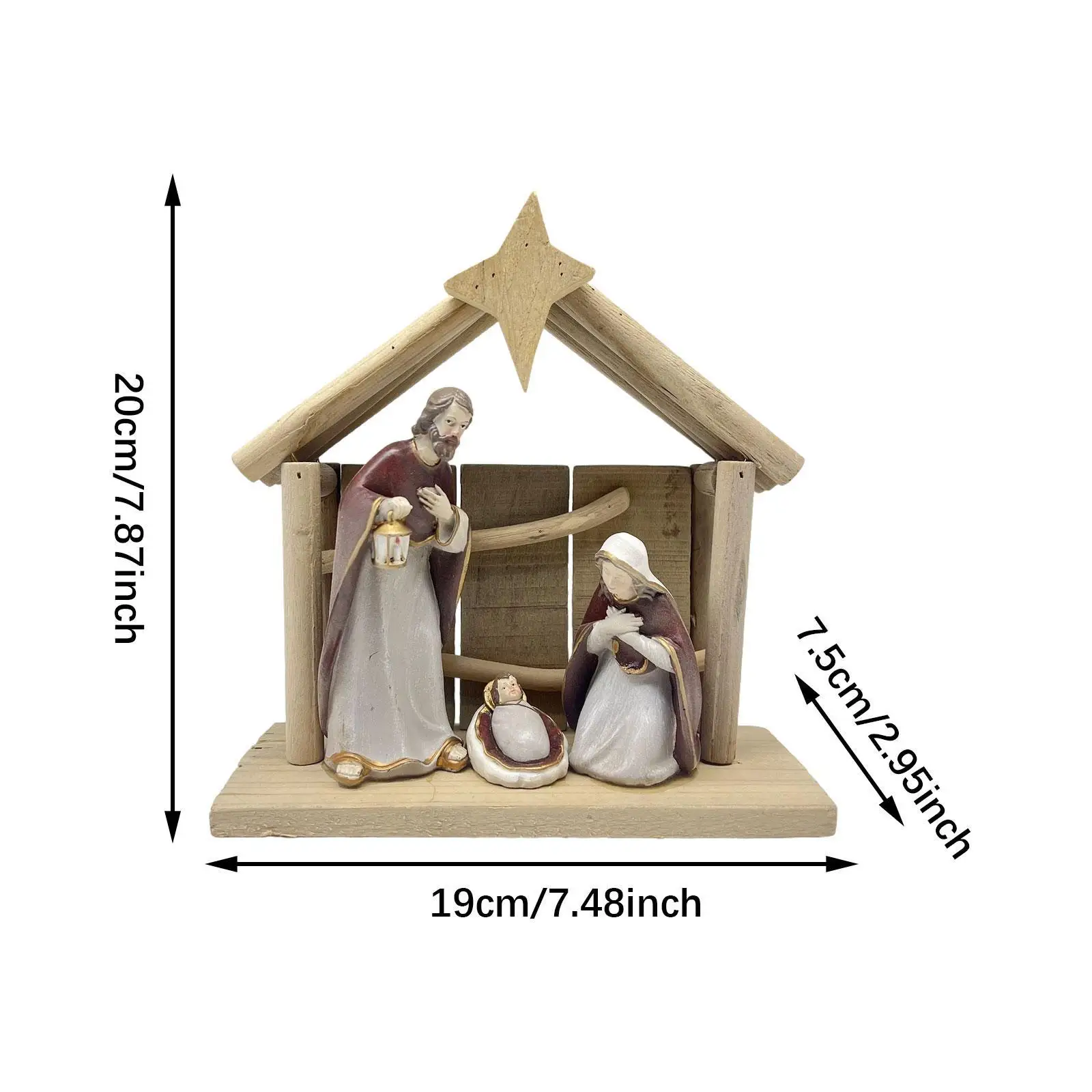 Nativity Scene Figurine Nativity Scene Statue Decorative Craft Collectibles Ornament for Table Home Shelf Holiday Decoration view 6