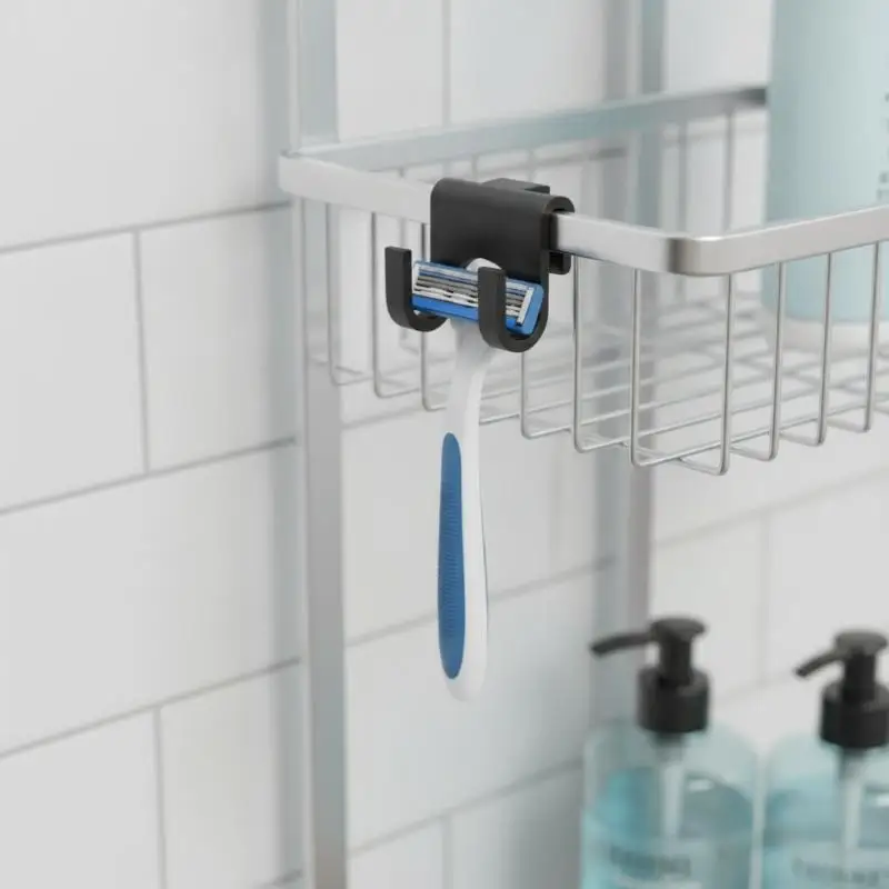 No-drill Shaving Razor Holder Wall Mount Bathroom Plug Hanger No Punch Self Adhesive Razor Storage Rack For Bathroom Organizer