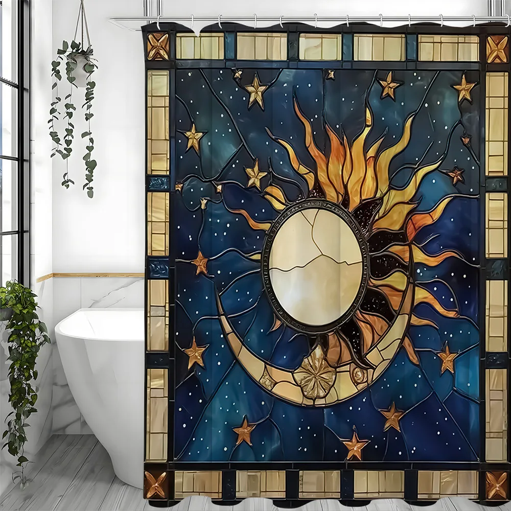 Tenda da doccia creativa in stile bohémien, lavabile, resistente allo sporco, tenda da bagno in poliestere impermeabile per la decorazione domestica