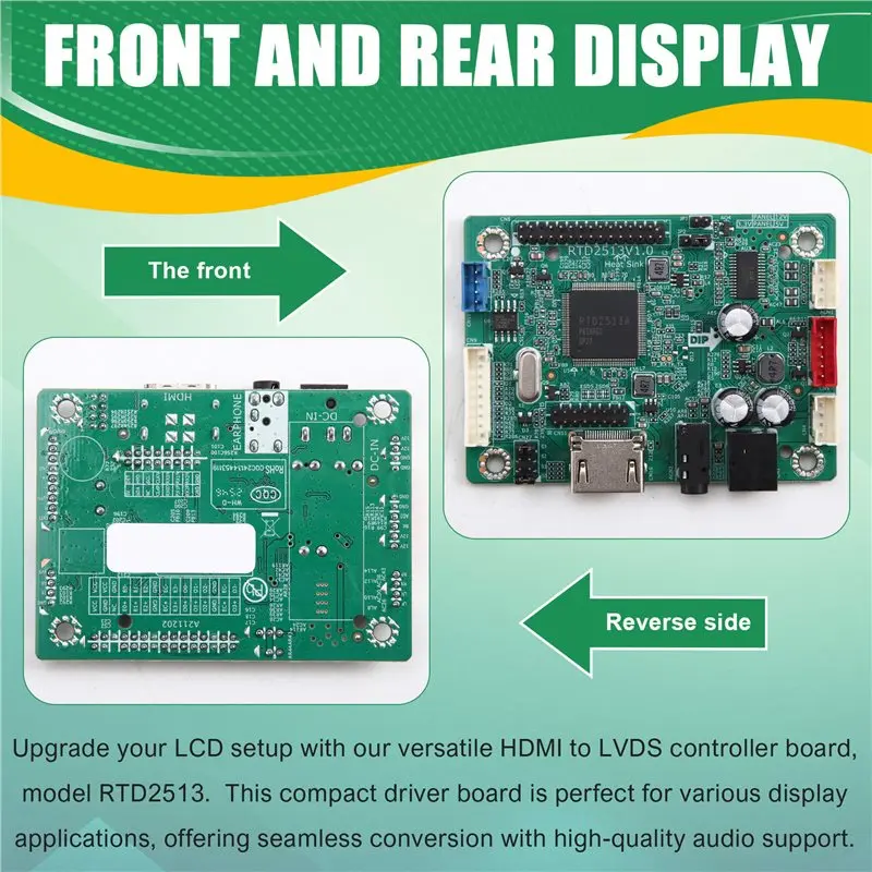 RTD2513 Mini LCD Driver Board To LVDS Controller Jump Cap Program +6Pcs Lvds Cable Kit 30P 40P 1/2CH 6/8 BIT