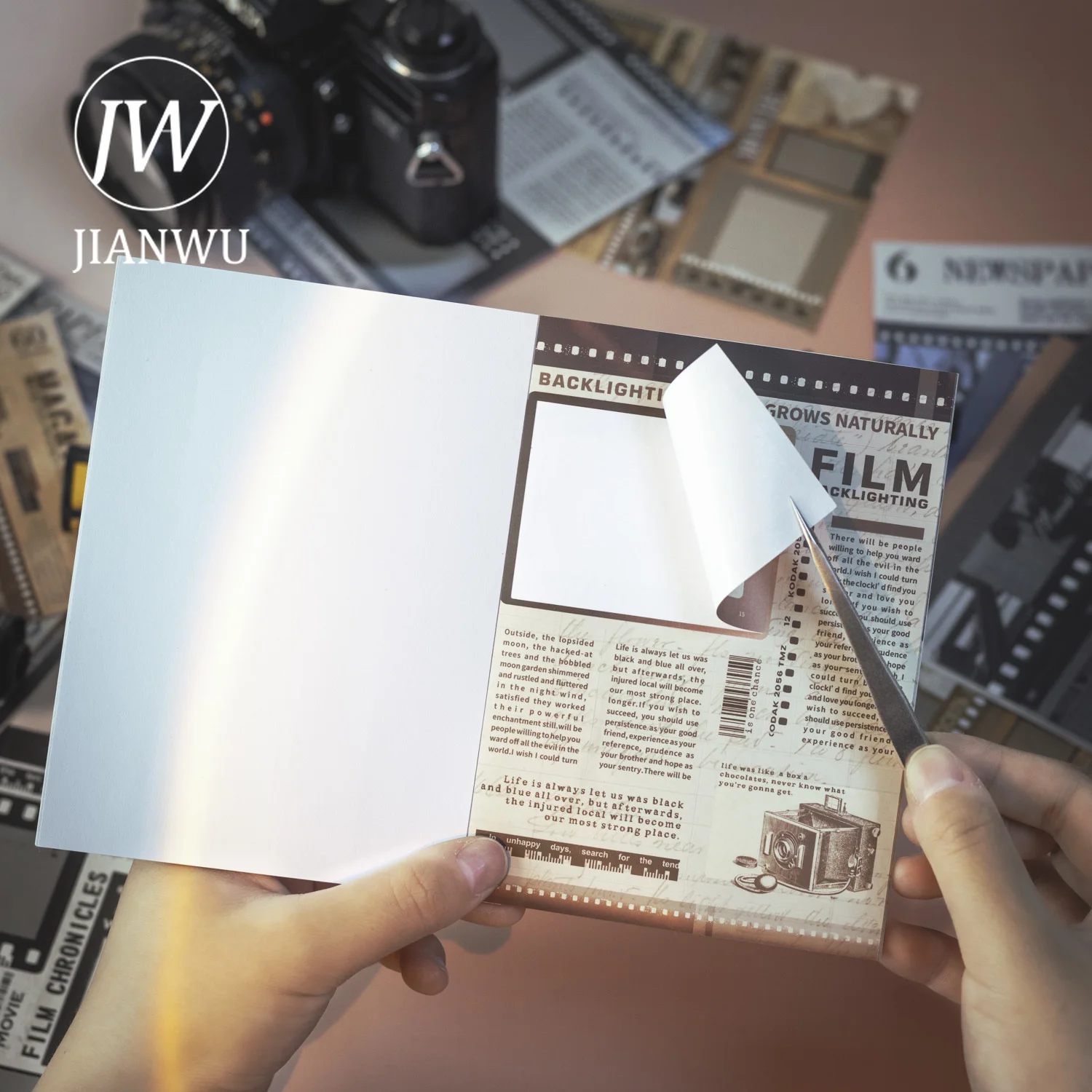 JIANWU 10 Sheets Film Magazine Series Vintage English Text Material Decor Sticker Book Creative DIY Journal Collage Stationery