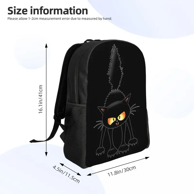 Śmieszne kreskówki Fierce Black Cat plecaki dla kobiet mężczyzn szkolne studenci Bookbag pasuje do 15-calowych toreb na laptopa