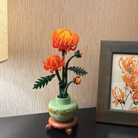 Icons Chrysanthemum Flower Decor Creative Building Set for Floral Display From The Botanical Collection Home Decoration 278pcs