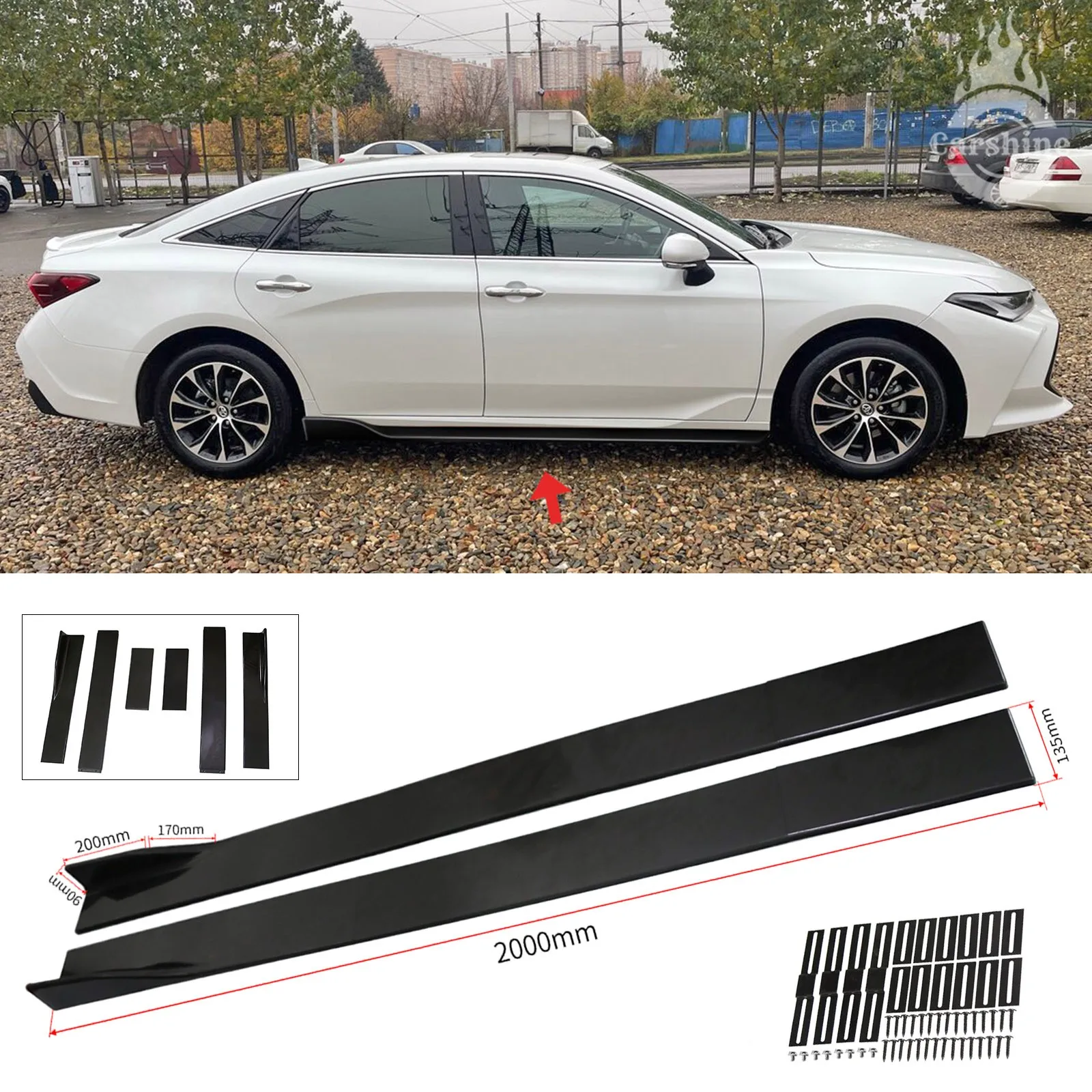 

For Toyota Avalon 78.7" Side Skirts Extension Rocker Panel Splitter Lip