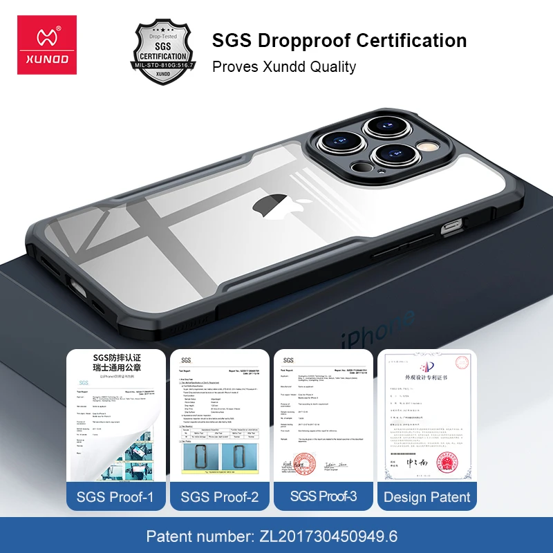 Capa de telefone Xundd para iPhone 15 Pro 14 13 12 Pro Max 14 Plus SE Airbag à prova de choque traseira capa transparente capa de proteção de tela da câmera