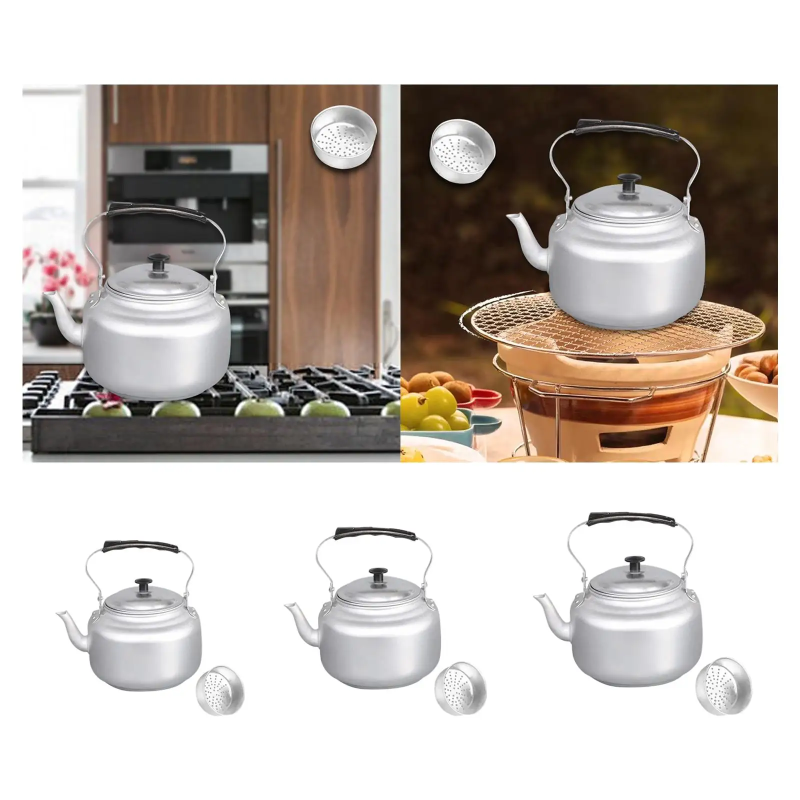 Large Capacity Aluminum Teapot Thickened Water Kettle Camping Cook Pot Convenient Handle for Modern Kitchen