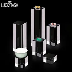 Acrylic Plexiglass Square Stamping Transparent Block Cosmetics Display Stand Photography Props Dolls Perfume Ring Jewelry Holder