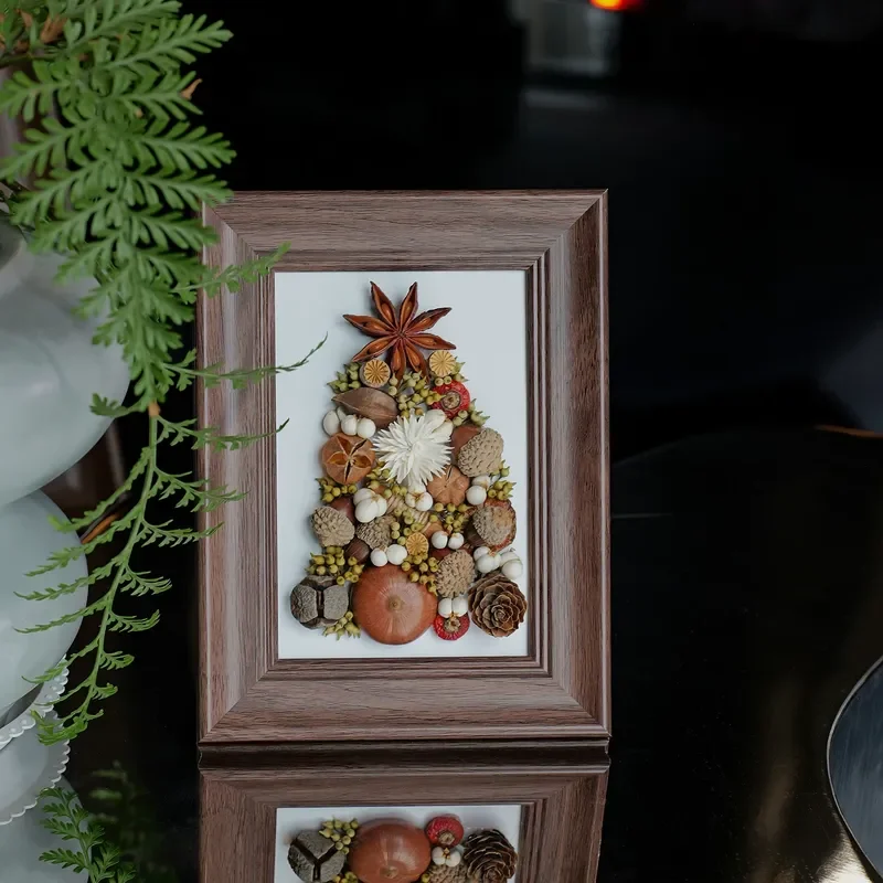 Plant Specimen Dried Flower Handmade DIY Retro Decorative Painting Photo Frame Home Ornament Pendant Background Gift