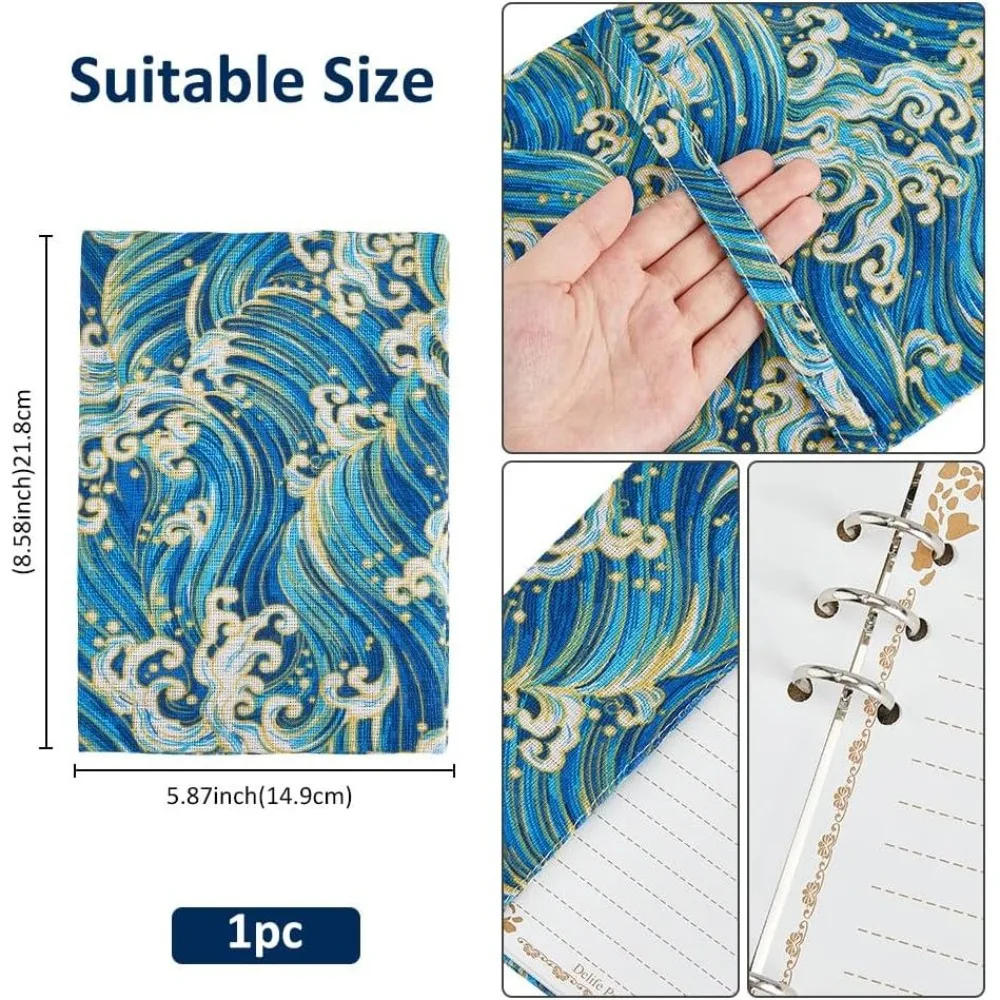 Book Cover Sleeve A5 Book Sleeve Washable Paperback Book Protector with Wave Sky Blue Book Cover Fabric Novel Book Sleeve