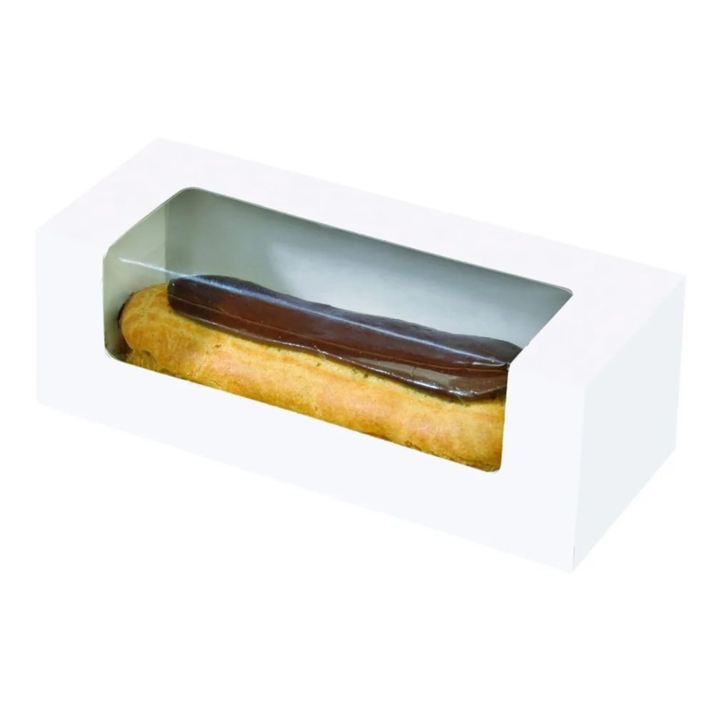 Rectangle Paper To Go Box - Windowed Box for Sandwich, Macaron, & Hotdog - Recyclable Takeout Container Boxes - (Case of 250)