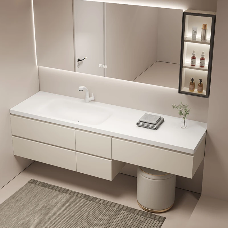 

Integrated Basin Vanity Bathroom Cabinet Combination Oak Washbasin Washstand