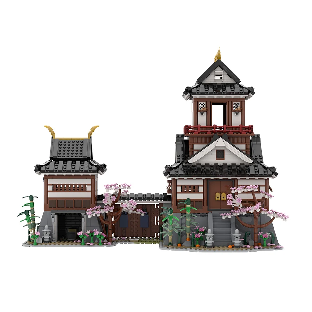 

MOC Temple Architecture Japanese Samurai Castle Building Blocks Model Retro Bricks DIY Assembled Toy for Children Gift