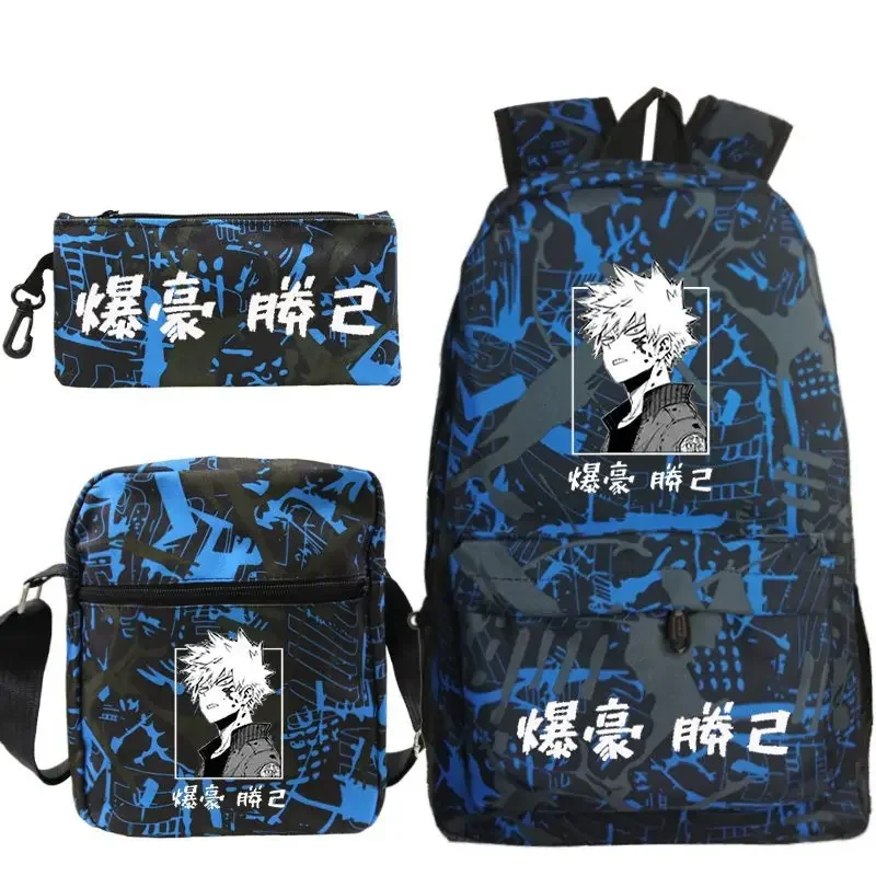 

Bakugou Boku No Hero Academia аниме рюкзак 3 шт./компл. школьные сумки для мальчиков и девочек сумки на плечо Mochila детский рюкзак пенал