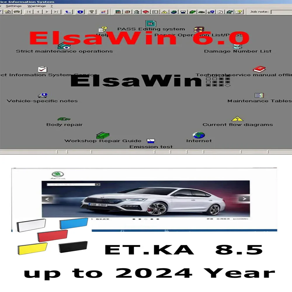 أحدث برنامج إصلاح السيارات Elsawin 6.0 & Etka 8.5 كتالوج قطع غيار المركبات الإلكترونية، صيانة مناسبة للنماذج الأوروبية الأمريكية