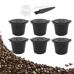 Reusable Nespresso Coffee Capsules Cup With Spoon Brush Black Refillable Coffee Capsule Refilling Filter Coffeeware Gift