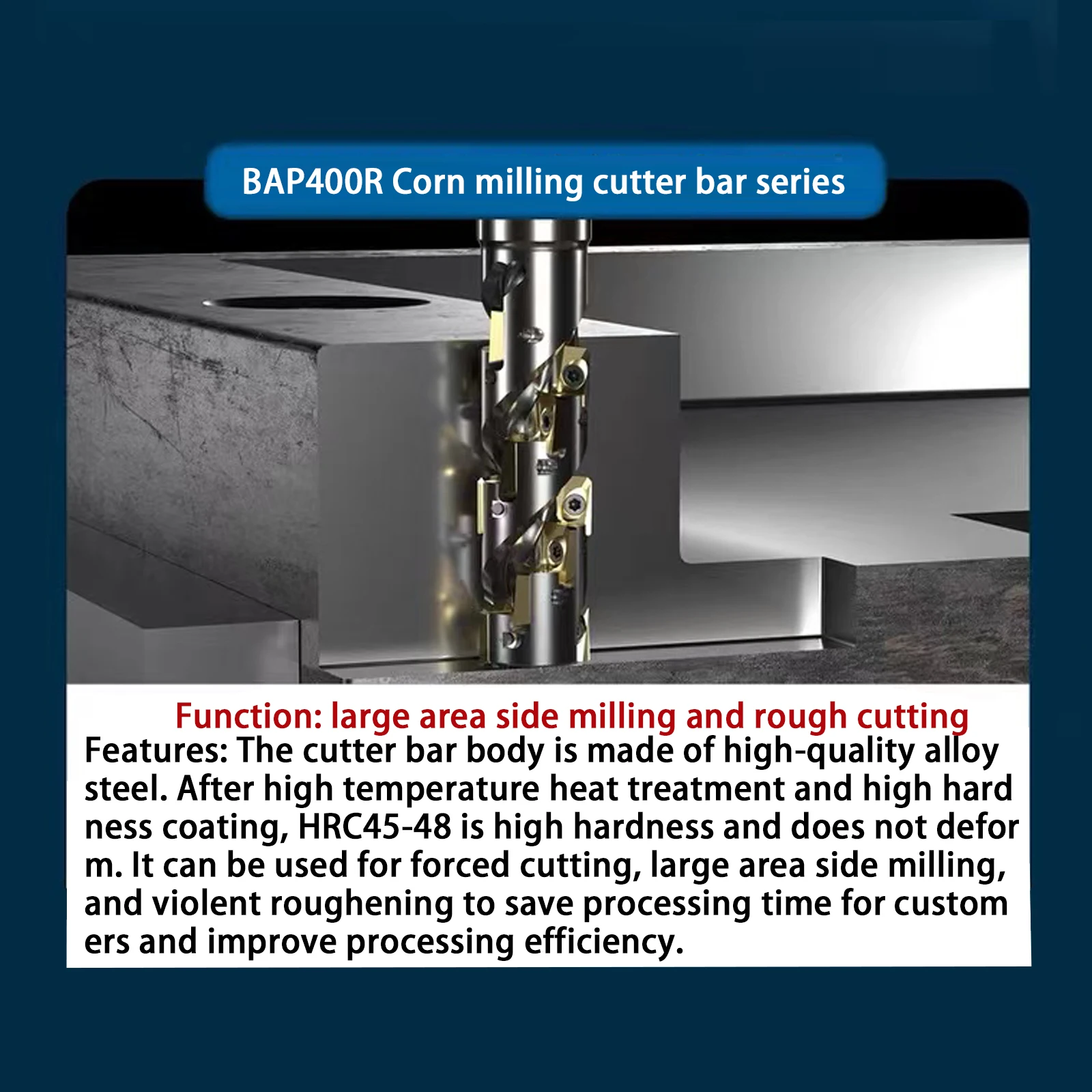 BAP300/BAP400 Corn Milling Cutter Rod Rough Cutting Spiral Groove Machining Center Tool Carbide Insert Side Milling