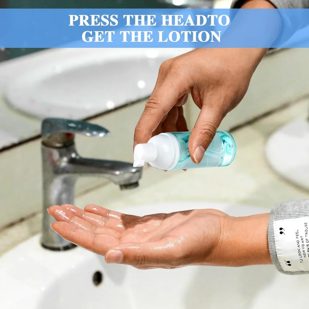 Paquet de 2 bouteilles à pompe à mousse voyage 60 ml/2 oz distributeur de savon en mousse de petite taille distributeur de savon moussant en plastique transparent