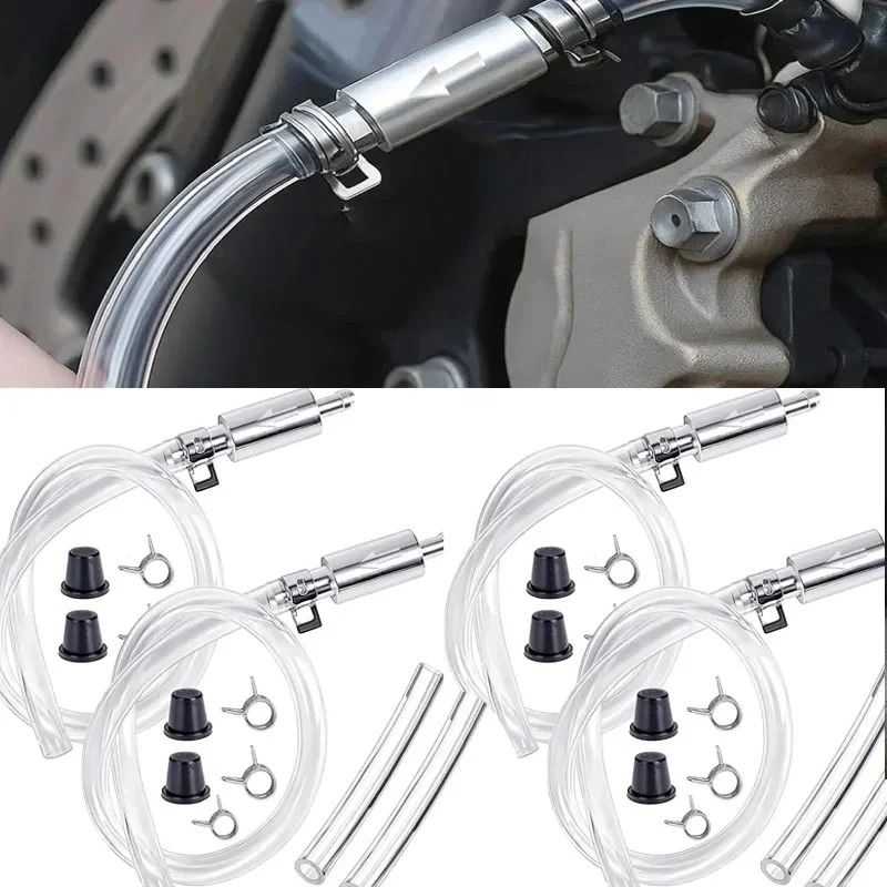 Brake Fluid Bleeder Hose Kit with One-Way Check Valve, Non-Return Brake Bleeding Tube with Hose Clamps for Car Motorcycle Vehicl