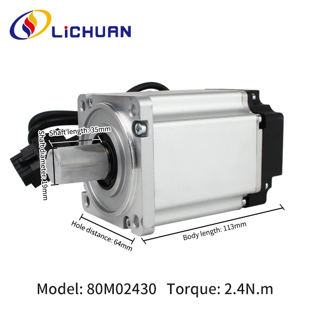 มอเตอร์เซอร์โว Lichuan AC 220V 1.5KW 3000rpm 4.0nm พร้อมตัวควบคุม A6 Canopen RS485 พร้อมสายเคเบิล 3 เมตร