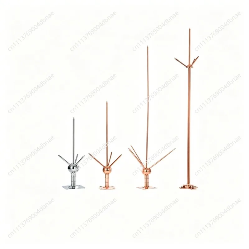 Lightning rod three-prong outdoor lightning protection device for engineering roof single needle copper lightning arrester
