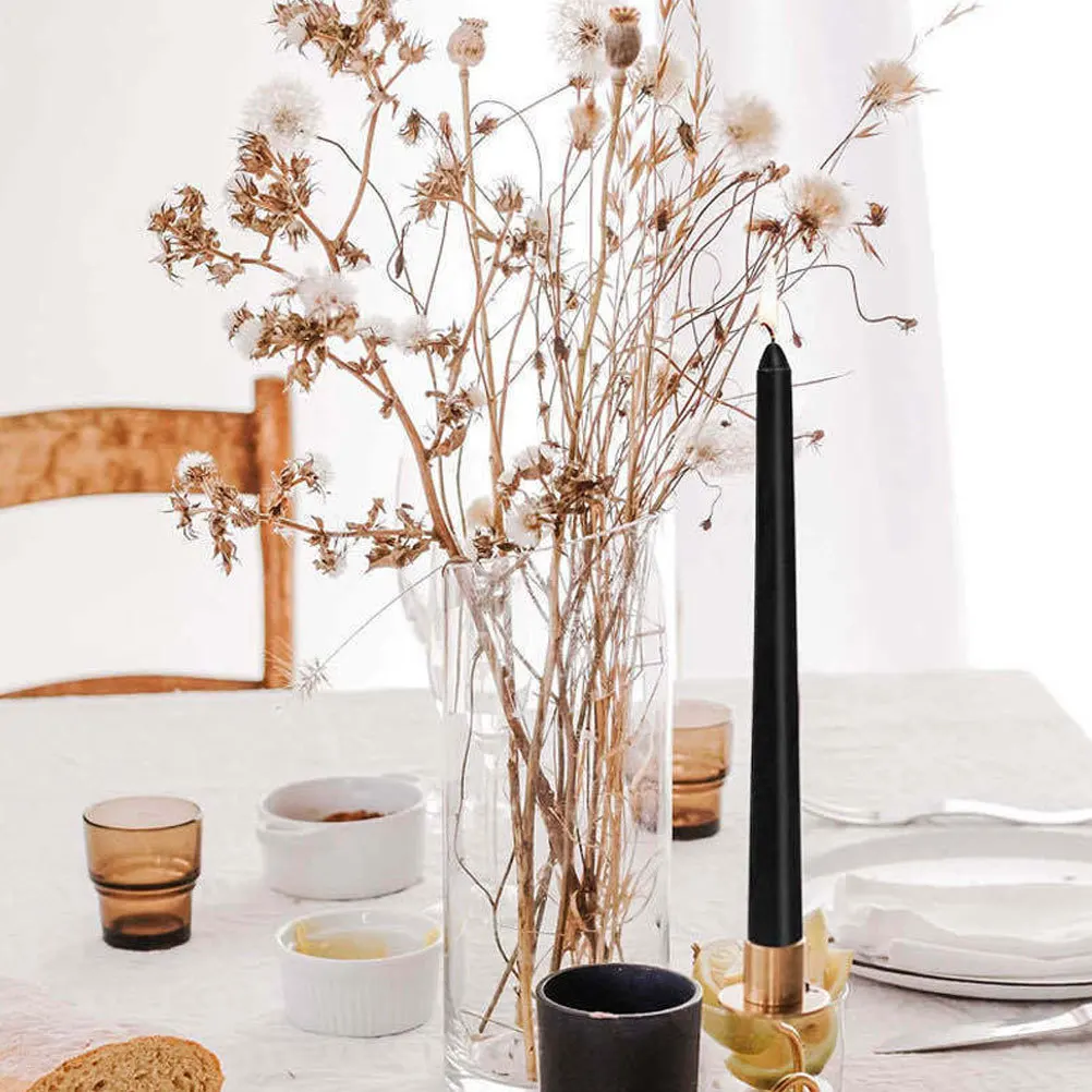 

6Pcs Tall Black Taper Candles Paraffin Wax Dinner Wedding Birthday Party Home Decor Unscented Bulk Pack