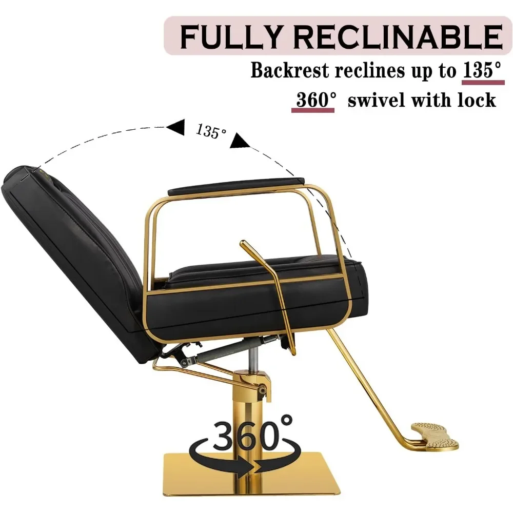 Salon Chairs for Hair Stylist Hydraulic Reclining Barber Chairs Adjustable Height and 360 Degree Swivel Tattoo Chair