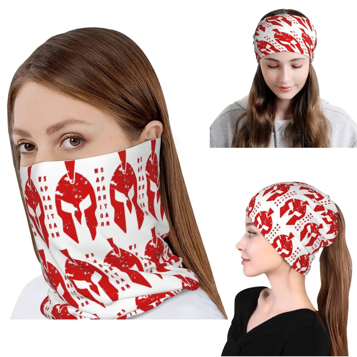 

Spartan Sparta Warrior Helmet Logo Bandana Neck Gaiter Wrap Mask Scarf Warm Cycling Scarf Beanies Hat Unisex Adult All Season