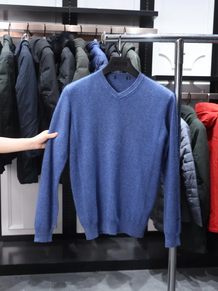 

Мужской свитер Homesi: комфортный, модный, с V-образным вырезом, длинным рукавом, универсальный, деловой стиль, молодежный трикотаж для весны и осени