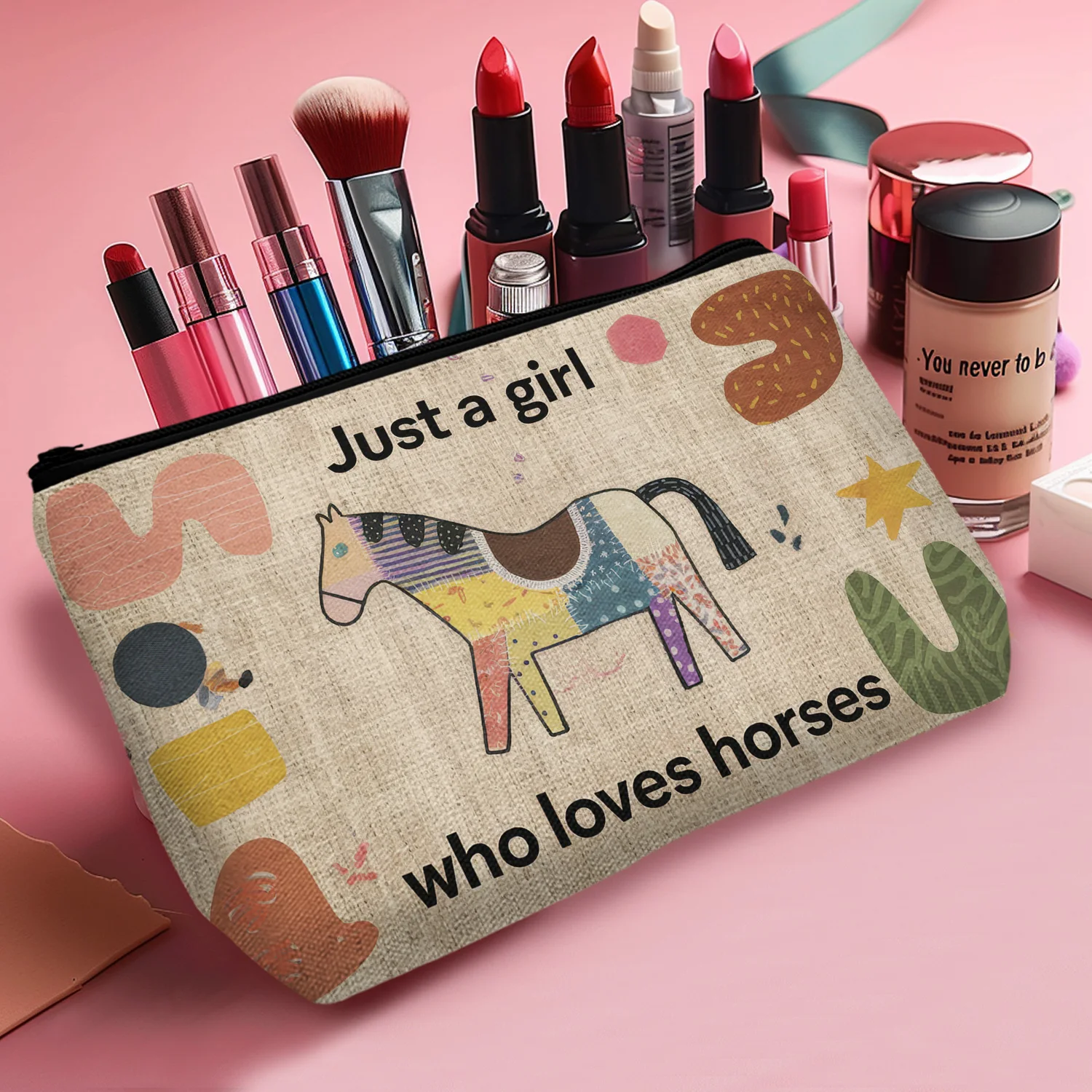 1Pc Horse Makeup Bags For Women Cute Horse Gifts Small Travel Cosmetic Bag Zipper Pouch For Teens Daughter 8.66X5.51Inch