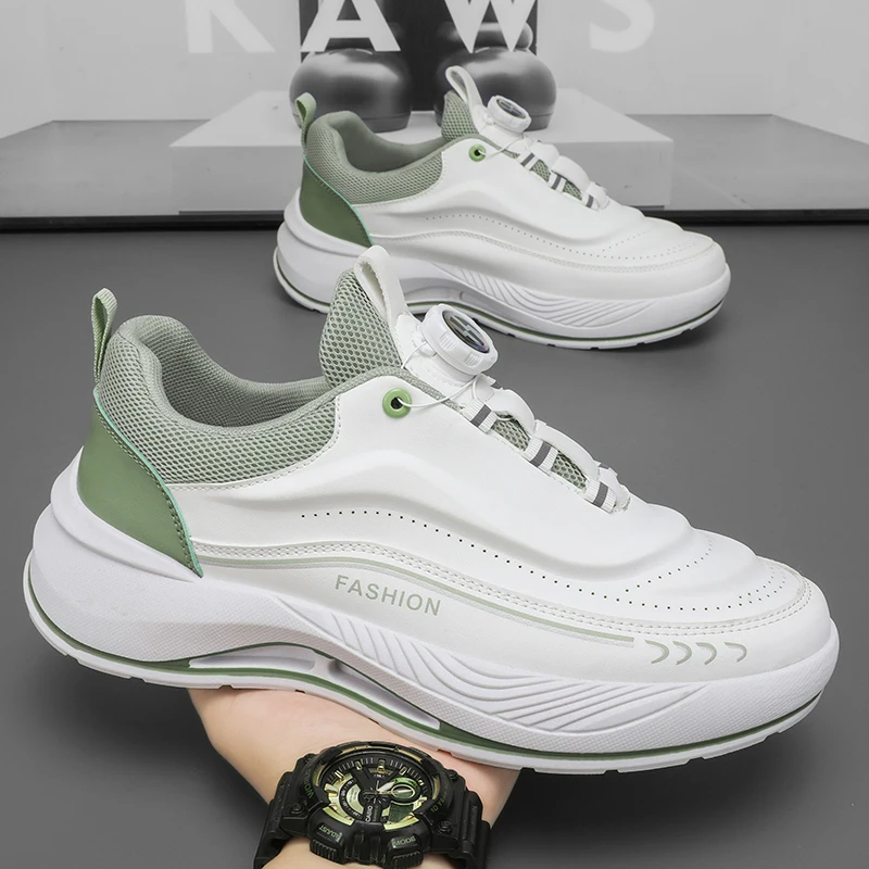 

2025 Mens Sneakers with Rotating Buckle Comfy Non Slip Lace Up Durable Shoes Outdoor Activities Lightweight Comfortable Flats