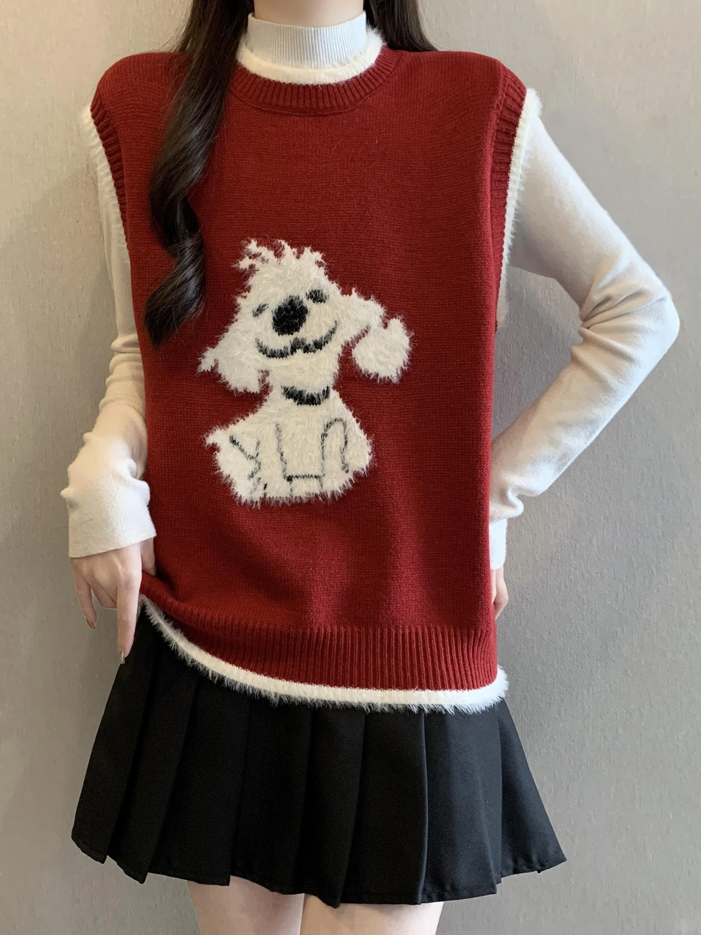 

Red Doggie Knitted Vest Women's plus Size Svel Sweater Bal Tank Top Commute Sle Casual Faion Ci Wear